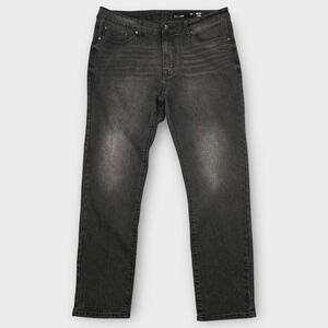 WXYZ Nomad Jeans Mens 34x30 (34x29) Black Wash Slim Whiskers Stretch Moto Grunge